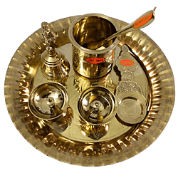 Brass Pooja Article Set (Contains 5 Pooja Articles)