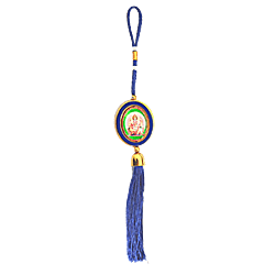 Lord Ganapathi Round Image with Special Blue Thread best hanging  for 4 wheel vehicles