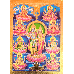 Lord Vishnu, Astalakshmi with Gold Jari Photo Picture 9 x 11 Picture