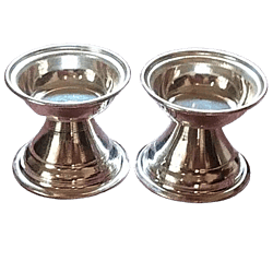 Mandhhiram Brand White Metal Pooja Article Deepa/Lamp Set (Contains 2 Articles)