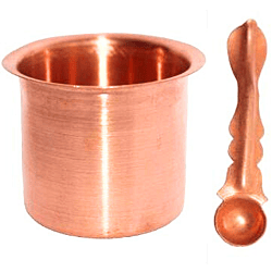 Copper Standard Quality Panchapathra with Uddarini for Pooja/Hawan