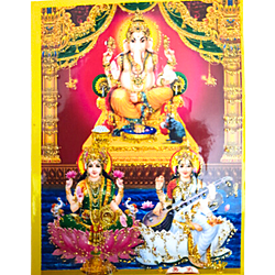 Lord Ganapathi, Lakshmi & Saraswathi Pocket Size Photo Card