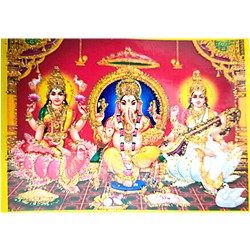 Lakshmi Devi,  Ganapathi, Saraswathi Pocket Size Photo Card