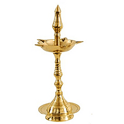 Brass Kerala Lamp/Deepam for Regular Pooja/Hawan Small Size
