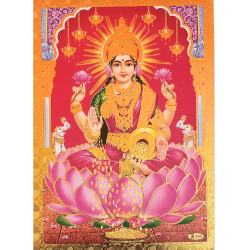 Goddess Lakshmi Photo with Gold Colour Wooden Frame Goddess Lakshmi Photo with Gold Colour Wooden Frame