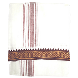 White Colour Traditional Dhoti with Brown Boarder 2mtr