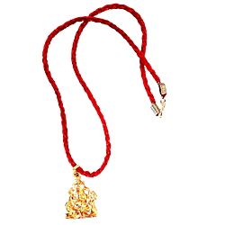 Lord Ganesha/Ganapathi Brass Coated Pendant With Red Colour Thread for Wearing