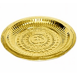 Brass Om Plate for Regular Pooja/Hawan Small Size